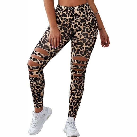 Ripped Cutout Front High Waist Leggings - Picture 3 of 5